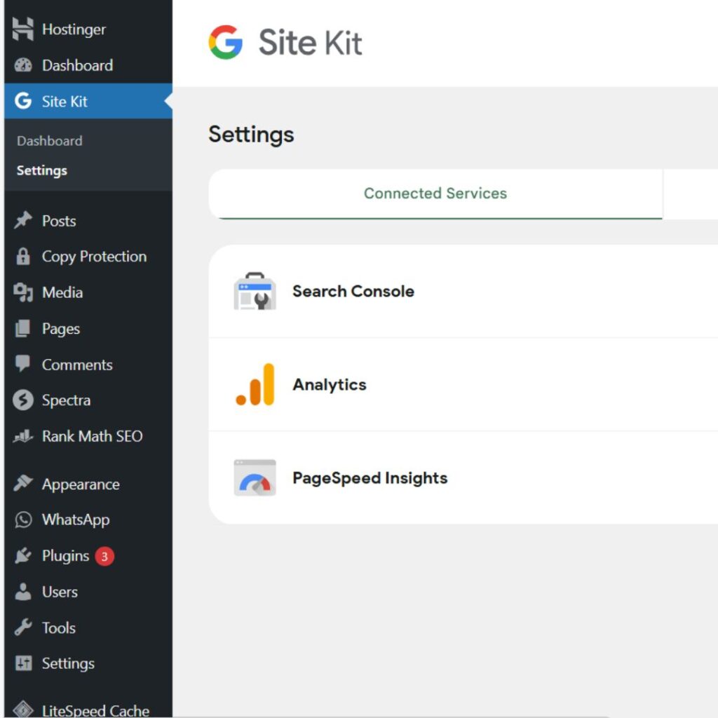 website with google site kit integration